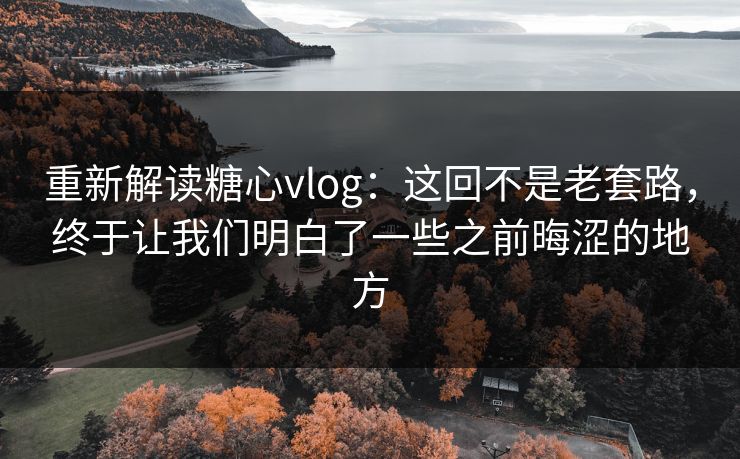 重新解读糖心vlog：这回不是老套路，终于让我们明白了一些之前晦涩的地方
