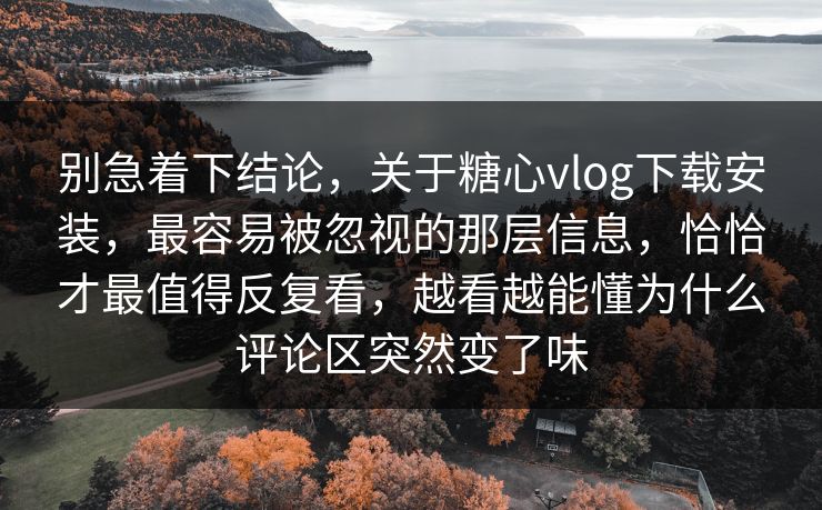 别急着下结论，关于糖心vlog下载安装，最容易被忽视的那层信息，恰恰才最值得反复看，越看越能懂为什么评论区突然变了味