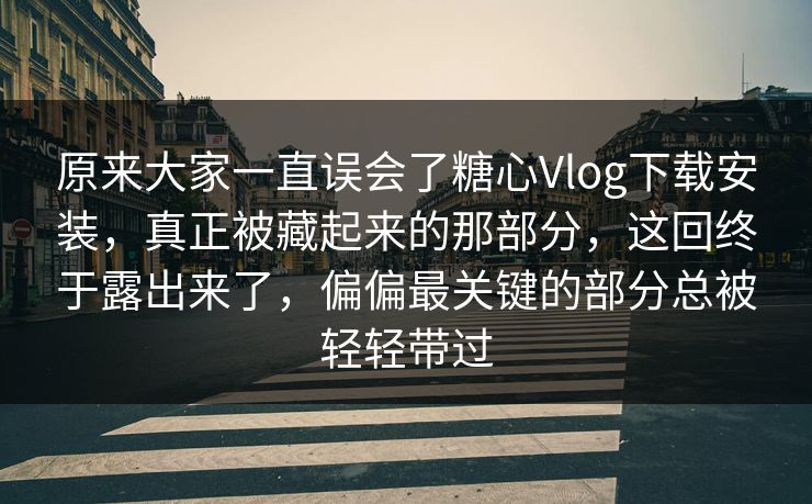 原来大家一直误会了糖心Vlog下载安装，真正被藏起来的那部分，这回终于露出来了，偏偏最关键的部分总被轻轻带过