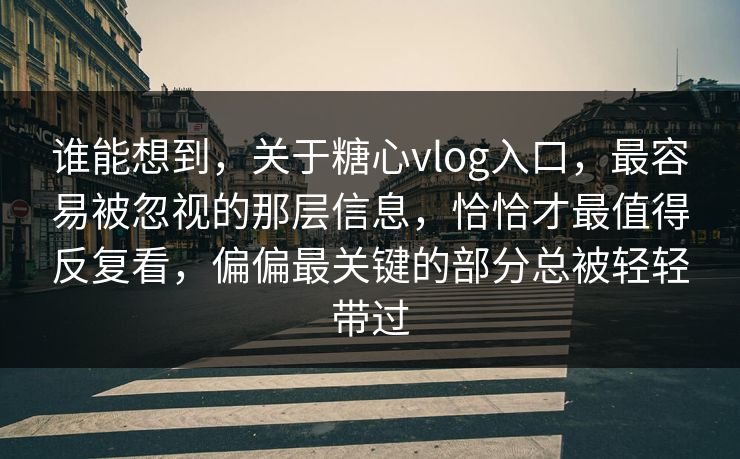 谁能想到，关于糖心vlog入口，最容易被忽视的那层信息，恰恰才最值得反复看，偏偏最关键的部分总被轻轻带过