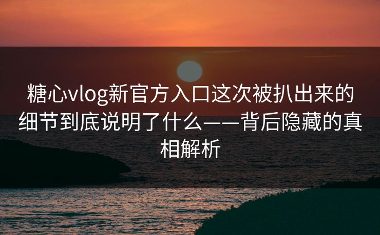 糖心vlog新官方入口这次被扒出来的细节到底说明了什么——背后隐藏的真相解析