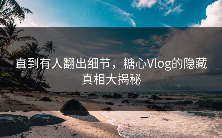 直到有人翻出细节，糖心Vlog的隐藏真相大揭秘