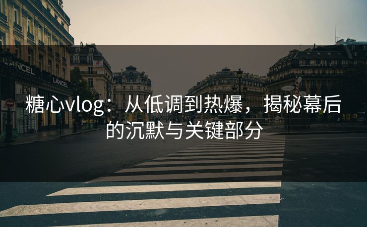 糖心vlog：从低调到热爆，揭秘幕后的沉默与关键部分