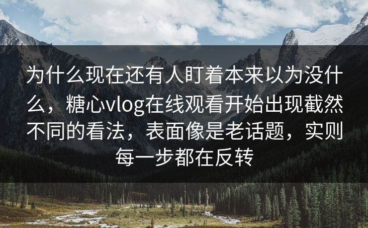 为什么现在还有人盯着本来以为没什么，糖心vlog在线观看开始出现截然不同的看法，表面像是老话题，实则每一步都在反转