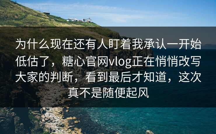 为什么现在还有人盯着我承认一开始低估了，糖心官网vlog正在悄悄改写大家的判断，看到最后才知道，这次真不是随便起风
