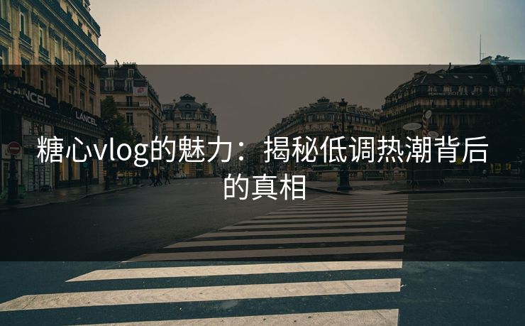 糖心vlog的魅力：揭秘低调热潮背后的真相  第1张