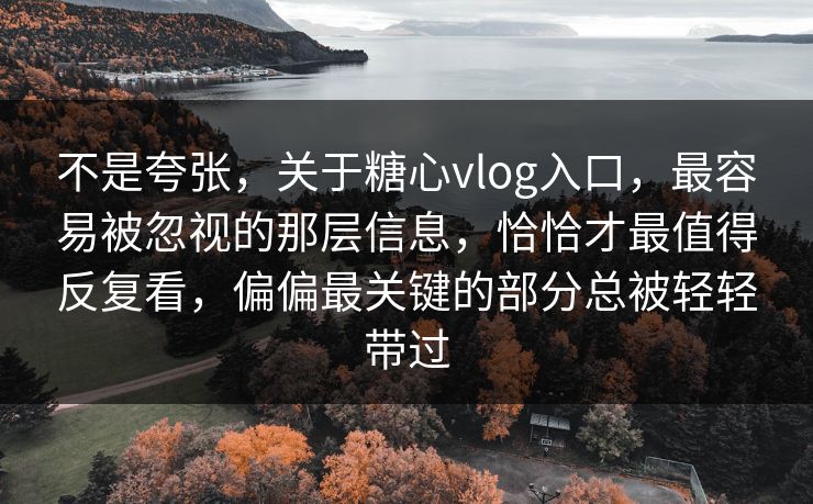 不是夸张,关于糖心vlog入口,最容易被忽视的那层信息,恰恰才最值得反复看,偏偏最关键的部分总被轻轻带过