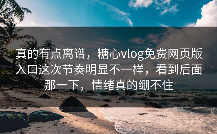 真的有点离谱,糖心vlog免费网页版入口这次节奏明显不一样,看到后面那一下,情绪真的绷不住