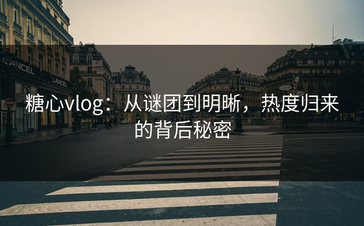 糖心vlog:从谜团到明晰,热度归来的背后秘密
